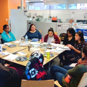 group around table working on democracy